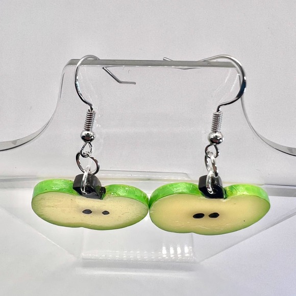 Apple Slice Earrings - Teacher Earrings - School Earrings - Summer Fruit Earring - Picture 2 of 10